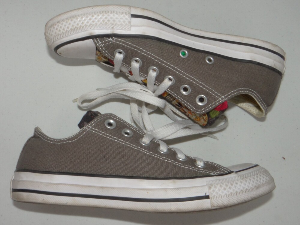 Converse Chuck Taylor All Star Low Top Gray Sugar Skull Sneakers Shoes Womens 7
